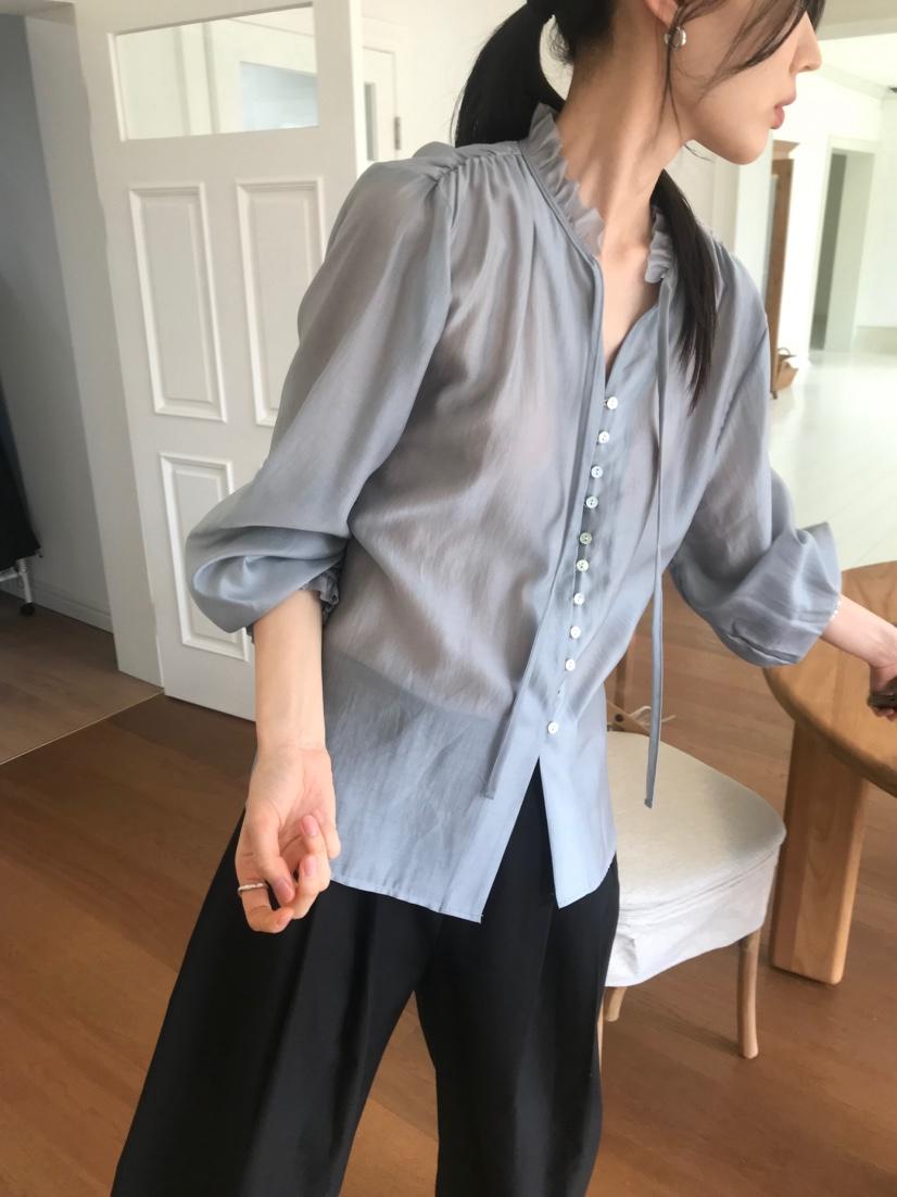 ME MO韓國東大門直郵女士新品職業推薦人氣26春夏襯衫蕾絲衫ME MO襯衫/蕾絲衫