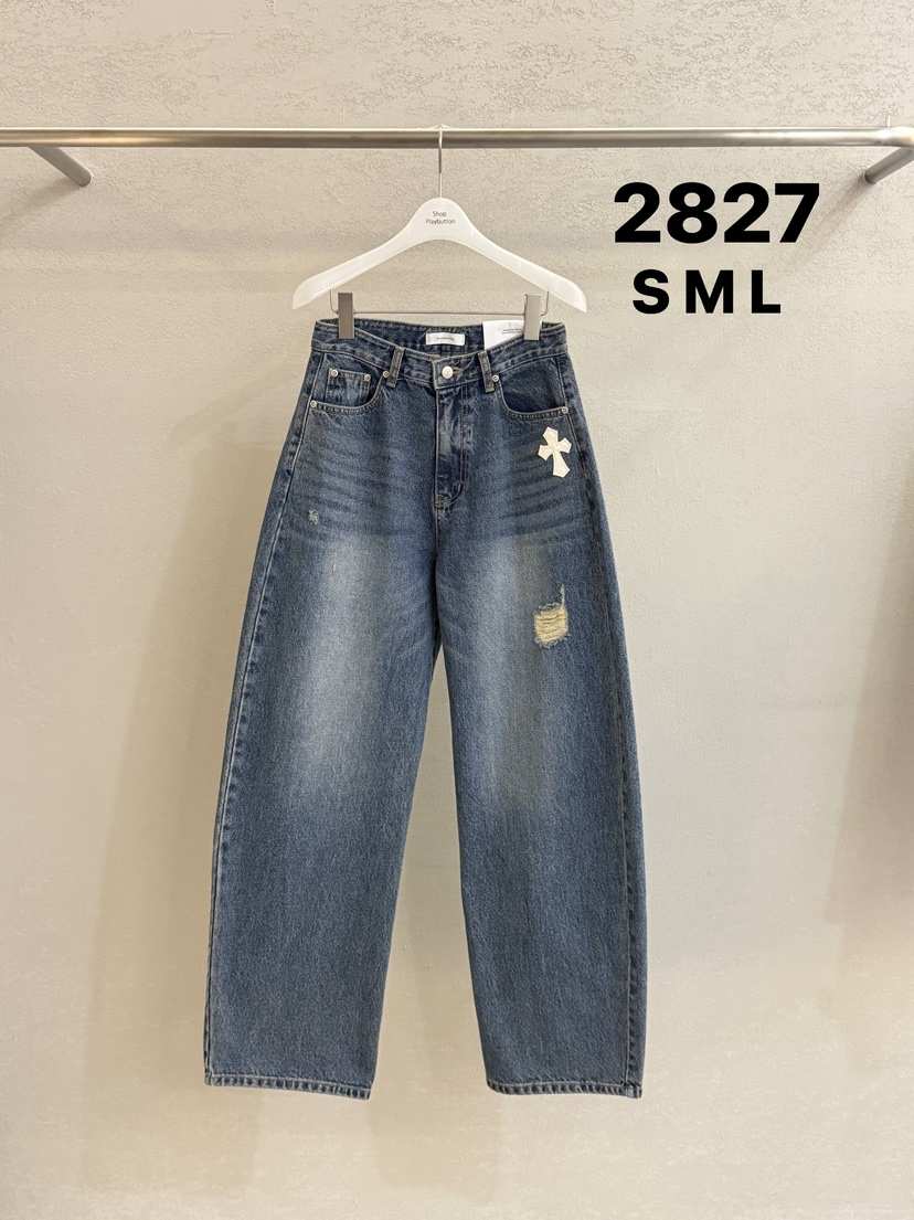 PLAYBUTTON-P韓國直郵女裝新款26春夏職業休閑時尚牛仔褲PLAYBUTTON牛仔褲