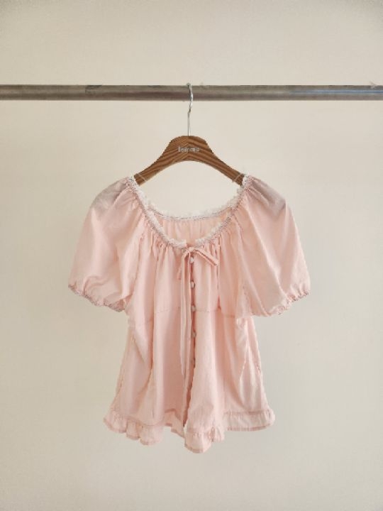 FEMME韓國東大門代購女裝新品休閑26春夏熱賣襯衫蕾絲衫蕾絲FEMME襯衫/蕾絲衫