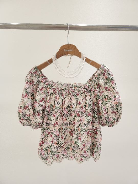 FEMME韓國直郵實拍女士新品休閑26春夏推薦襯衫蕾絲衫花朵FEMME襯衫/蕾絲衫