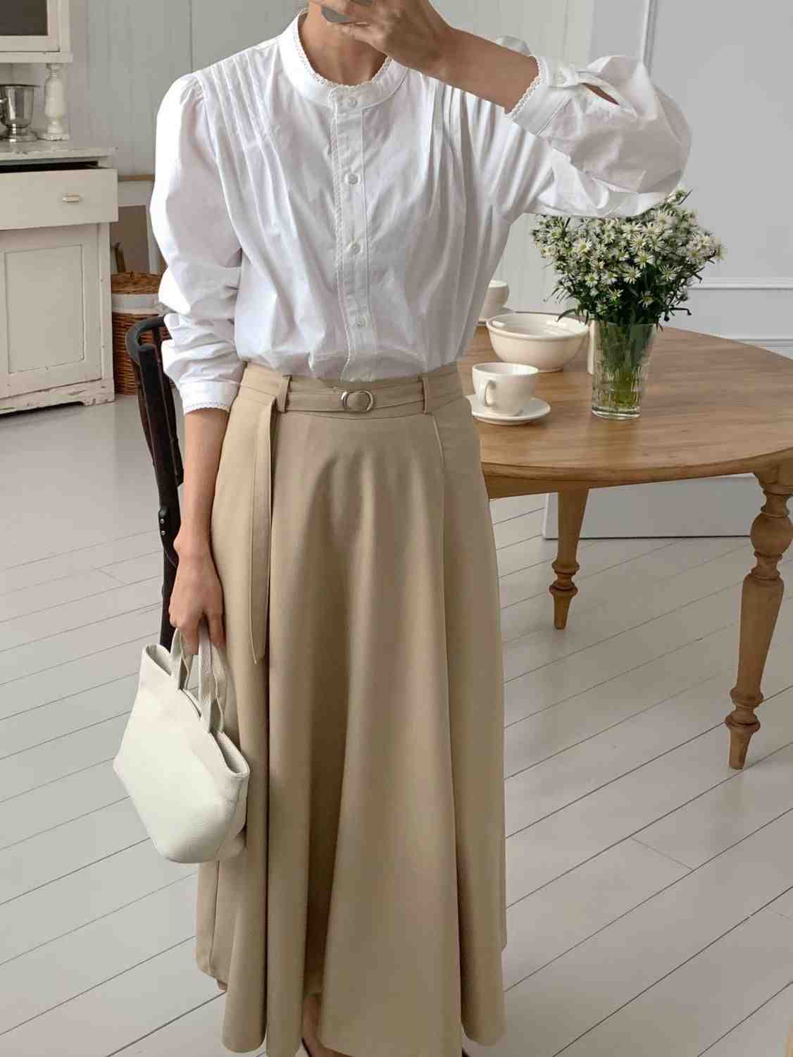 SUNDAY/FF韓國直郵女裝新款熱賣時尚人氣襯衫蕾絲衫褶裥SUNDAY/FF襯衫/蕾絲衫