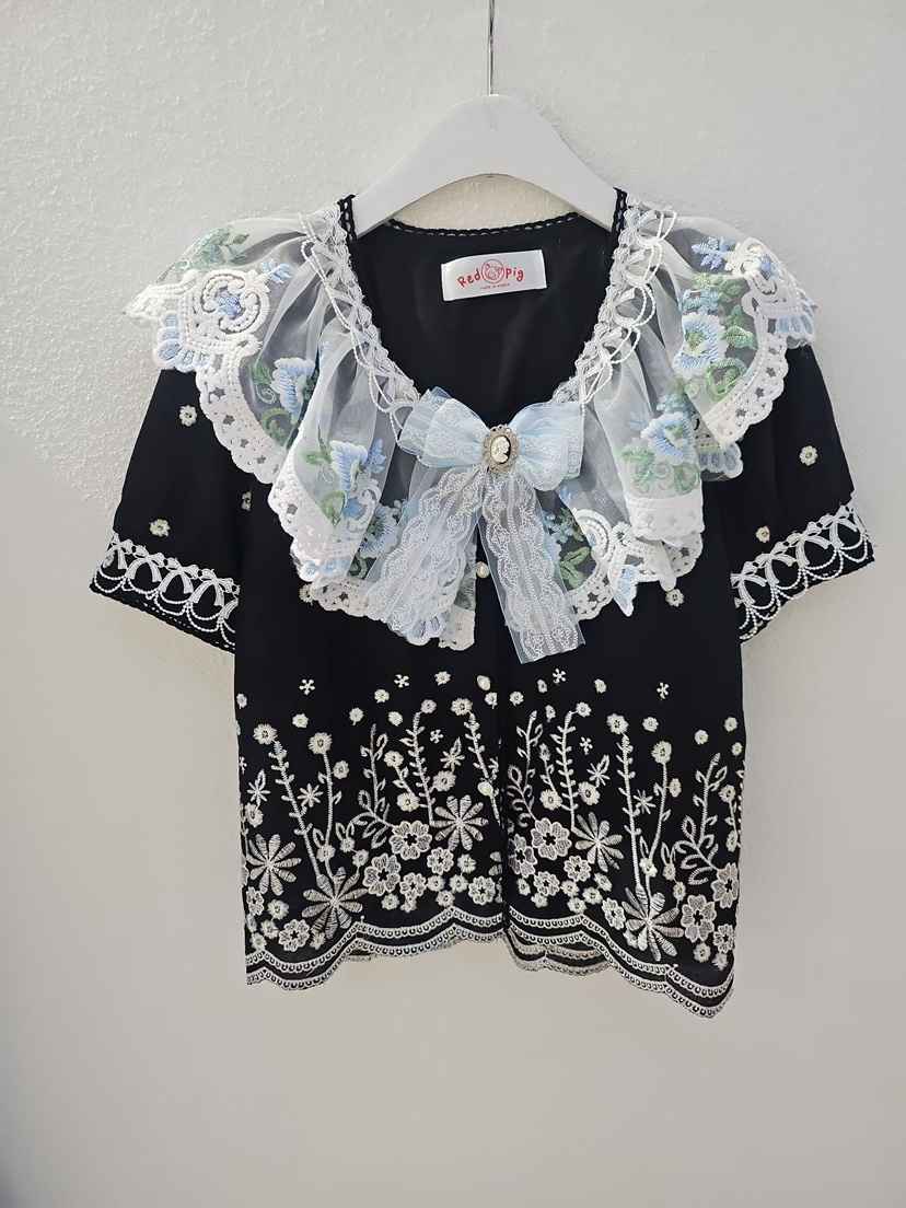 REDPIG東大門直郵女士新款人氣時尚職業休閑襯衫蕾絲衫蕾絲Red Pig襯衫/蕾絲衫