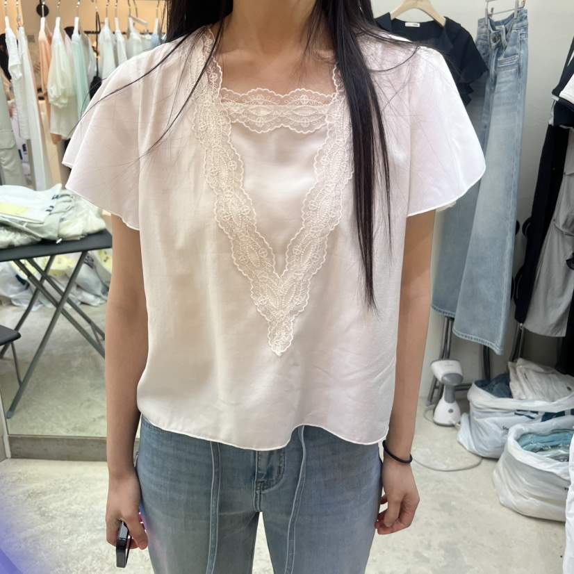 Verbena東大門實拍女裝新款人氣時尚職業推薦襯衫蕾絲衫蕾絲Verbena襯衫/蕾絲衫