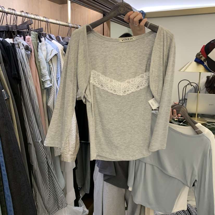 VIRKIN韓國代購女士新款人氣時尚職業休閑套裝羊毛衫開襟VIRKIN套裝