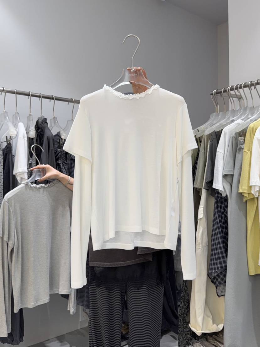 LOOKK/MIMME韓國直郵女士新品真品26春夏時尚長袖T恤雙層LOOKK/MIMME長袖T恤