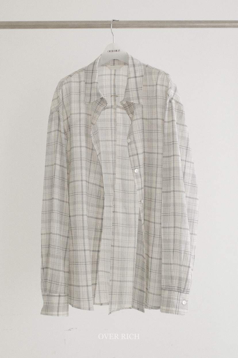 OVER RICH韓國東大門直郵女士新品熱賣襯衫蕾絲衫格紋開衩OVER RICH襯衫/蕾絲衫