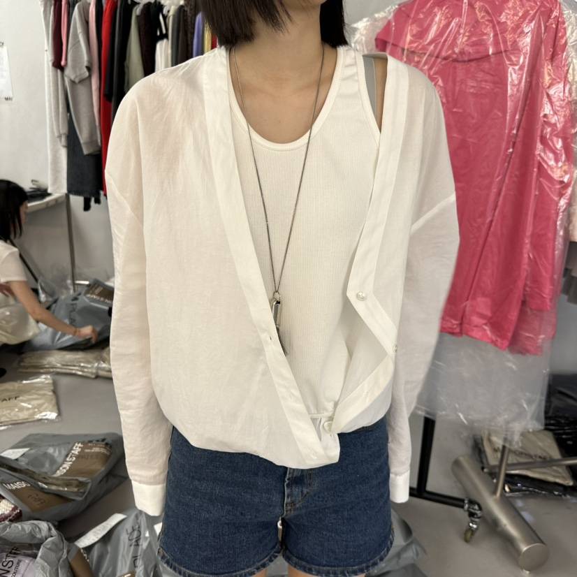 DOUBLE STANDARD/LE SMOKING/MAISONSTAFF韓國東大門代購女裝新品時尚襯衫蕾絲衫假兩件MAISONSTAFF襯衫/蕾絲衫