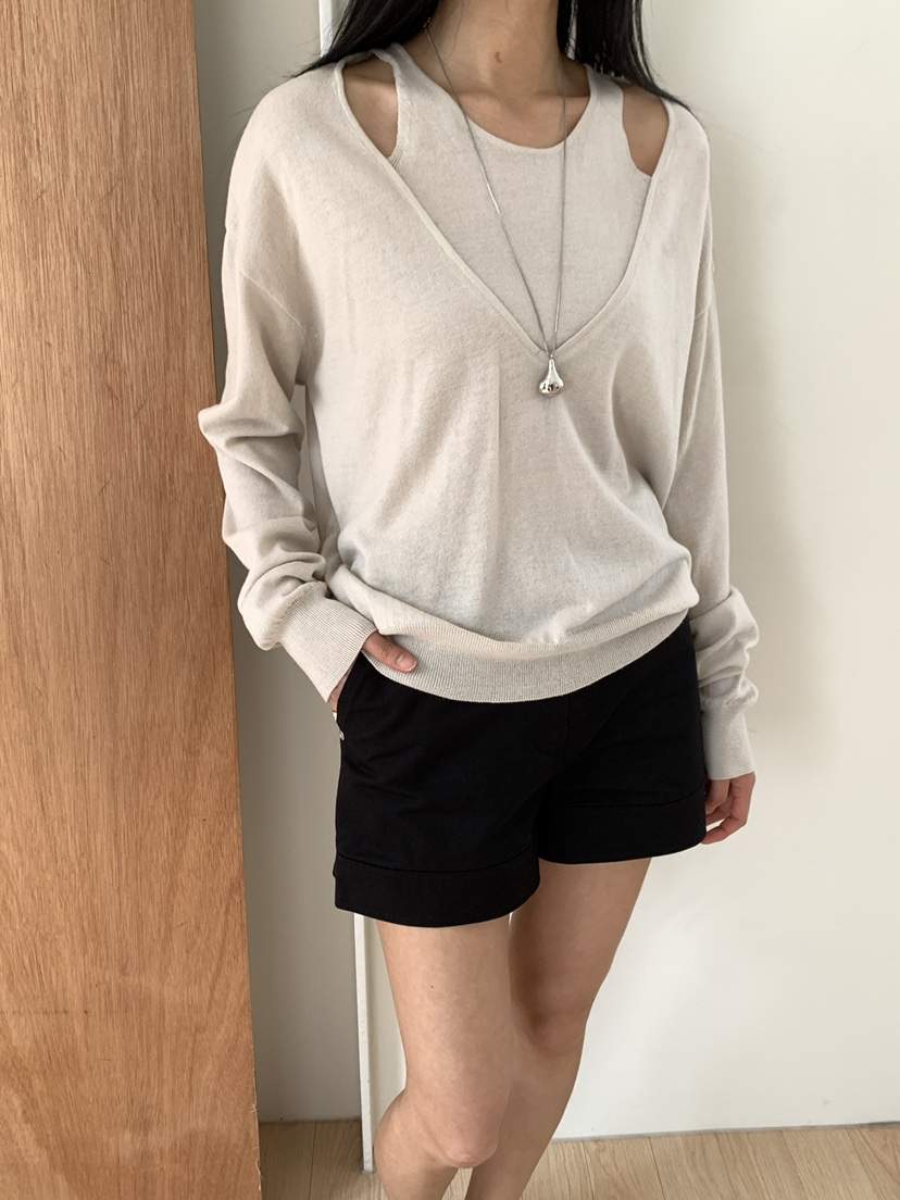 B_GARDER韓國東大門代購女士新品休閑人氣26春夏針織衫雙層B.GARDER針織衫