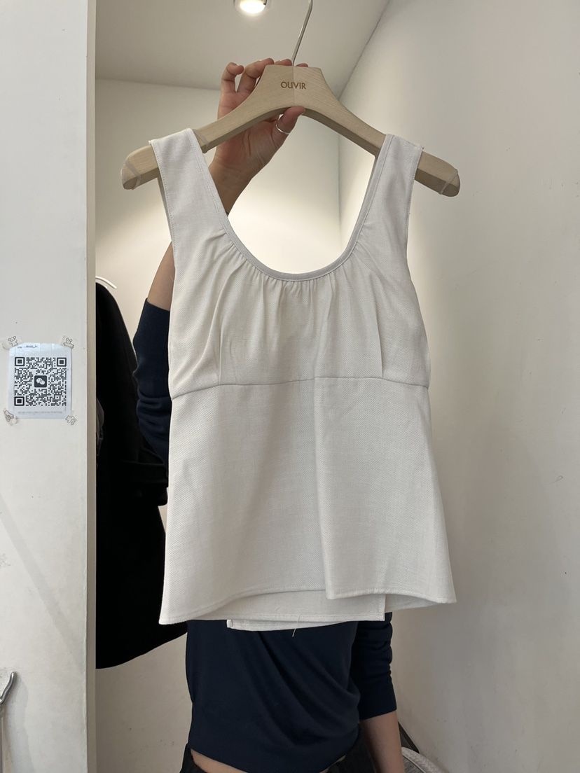 OUVIR韓國直郵實拍女裝新款職業人氣休閑吊帶背心褶皺亞麻O.V.R/OUVIR吊帶/背心