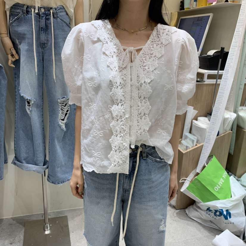 BY FLOW東大門直郵女士新款職業時尚推薦襯衫蕾絲衫復古BY FLOW襯衫/蕾絲衫