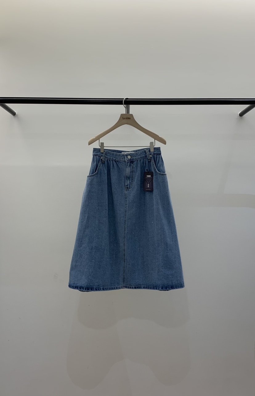 LA CREME韓國直郵實拍女裝新款休閑推薦半身裙中短裙褶皺LA CREME半身裙/中短裙