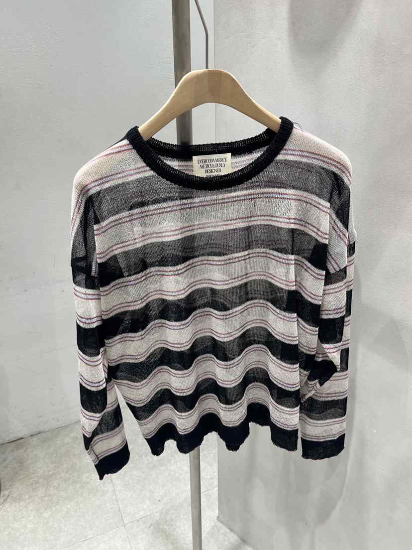 EVERCOMMERCE METICULOUSLY DESIGNED韓國東大門代購女裝新款熱賣針織衫亞麻條紋EVERCOMMERCE METICULOUSLY DESIGNED針織衫
