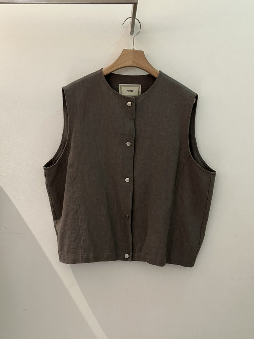 PEPPER-L韓國直郵女裝新款休閑時尚推薦職業26春夏馬甲亞麻布PEPPER馬甲