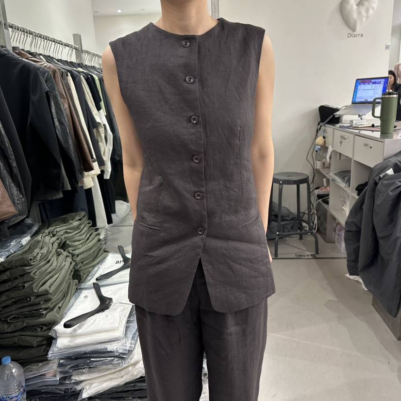 DIARRA韓國直郵實拍女士新品人氣職業熱賣休閑26春夏馬甲亞麻DIARRA馬甲