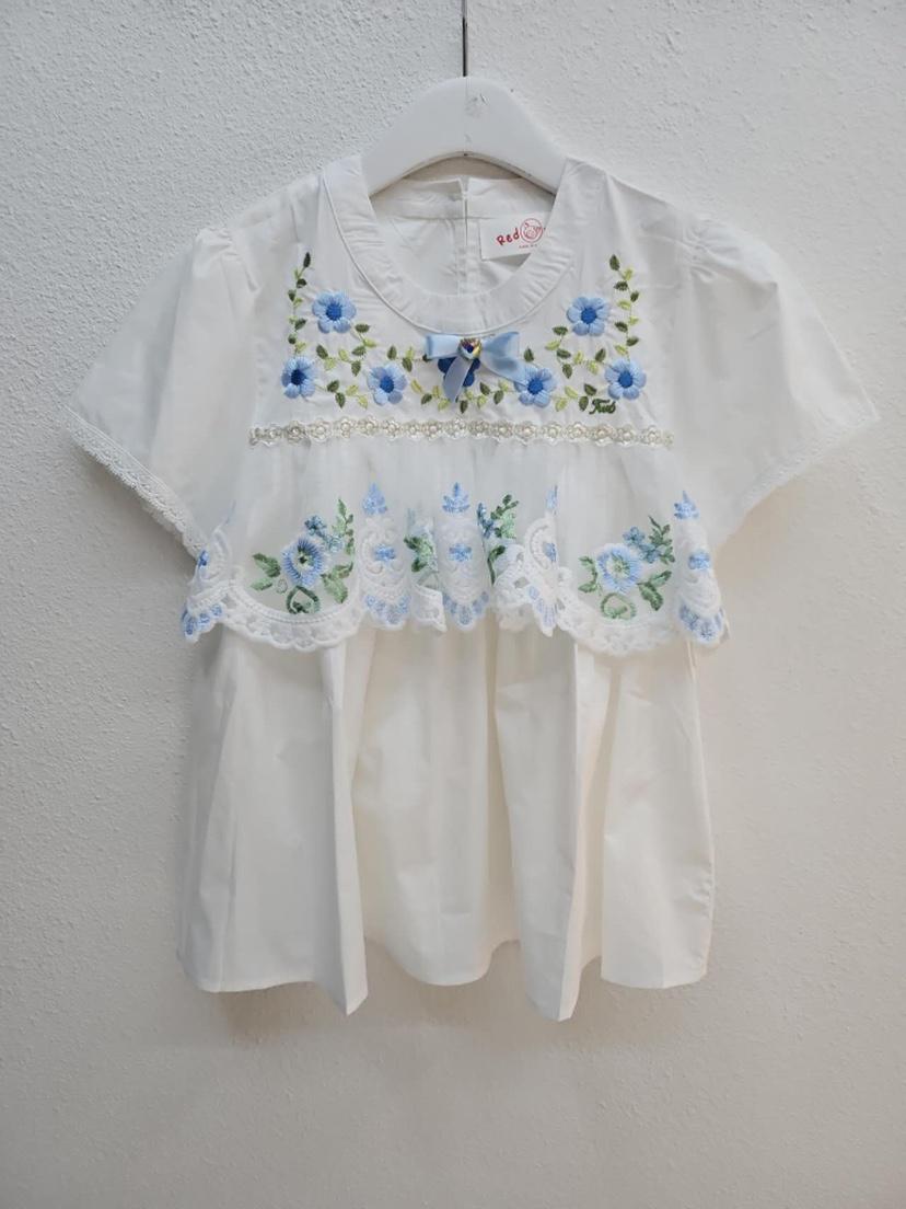 REDPIG韓國代購女裝新款26春夏人氣熱賣職業襯衫蕾絲衫刺繡Red Pig襯衫/蕾絲衫