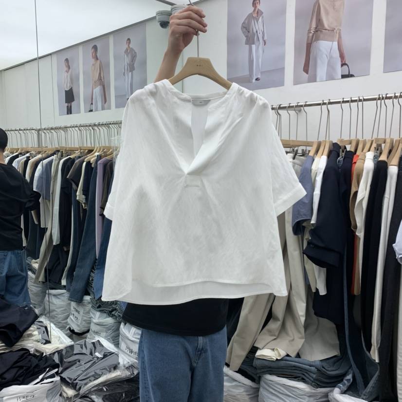 MOI-A韓國直郵實拍女裝新品時尚26春夏熱賣襯衫蕾絲衫亞麻MOI-A襯衫/蕾絲衫