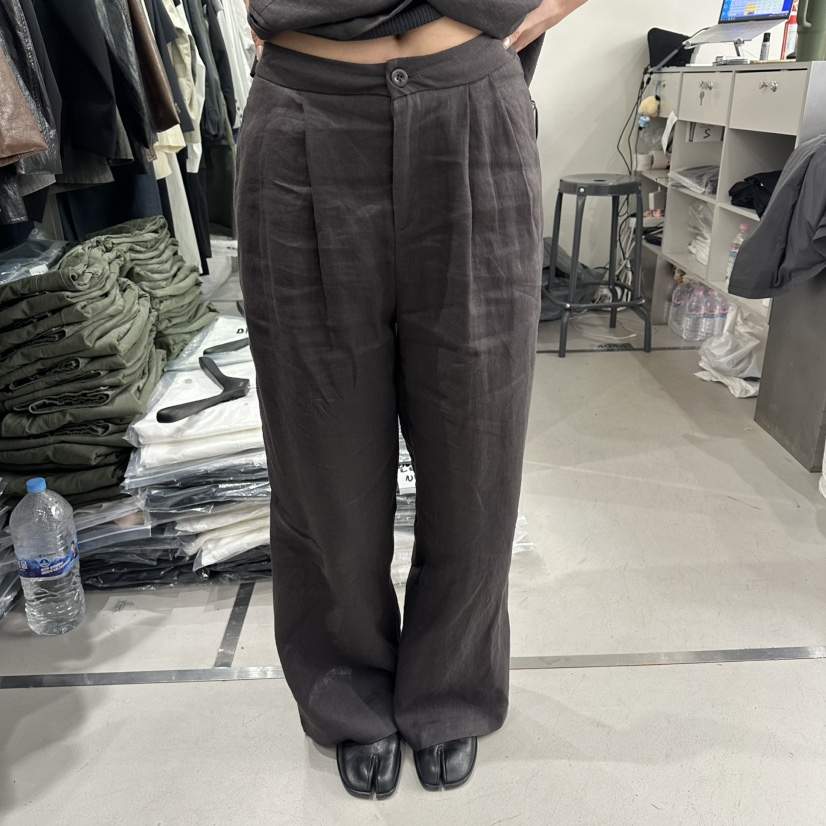 DIARRA韓國東大門直郵女裝新款休閑職業26春夏休閑褲褶裥亞麻DIARRA休閑褲