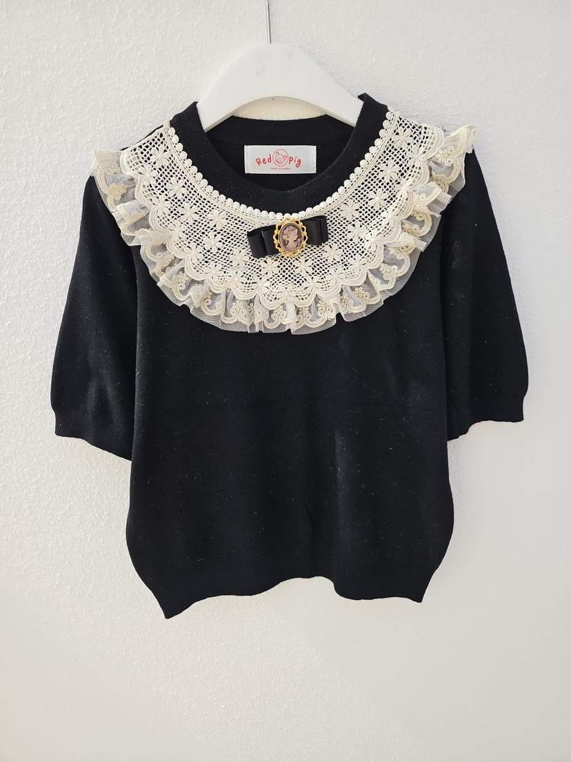 REDPIG韓國直郵實拍女裝新款推薦熱賣26春夏針織衫U領蕾絲Red Pig針織衫