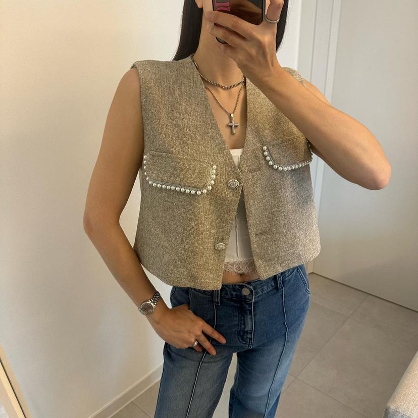 SOUIT韓國直郵女裝新款職業熱賣休閑人氣推薦時尚馬甲粗花呢SOUIT by mabel-L馬甲