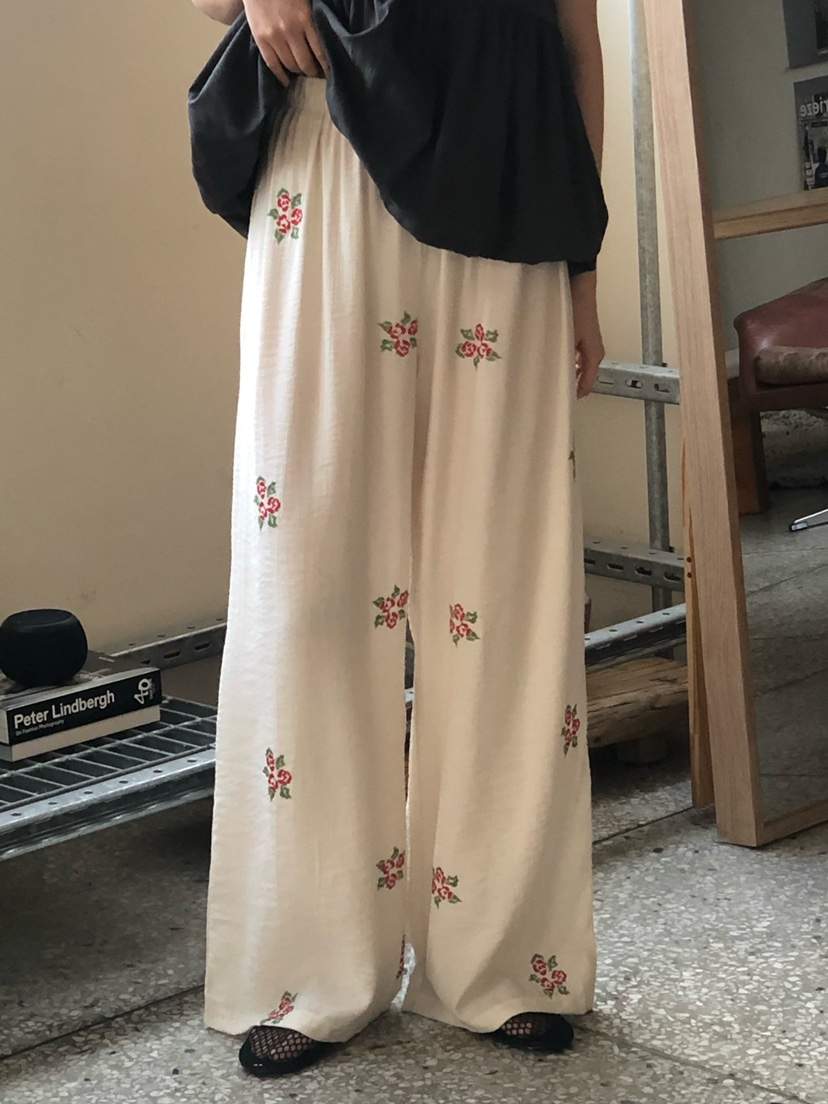 ONDO-P韓國東大門代購女裝新品26春夏人氣推薦休閑褲刺繡ONDO-P休閑褲