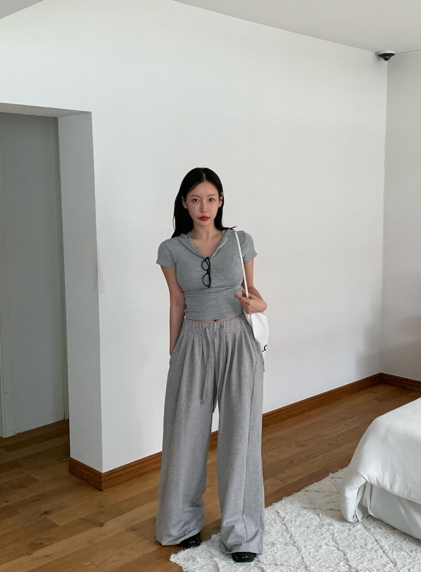 REVE CITE-L韓國直郵實拍女裝新品休閑休閑褲闊腿褲褶裥REVE CITE-L休閑褲