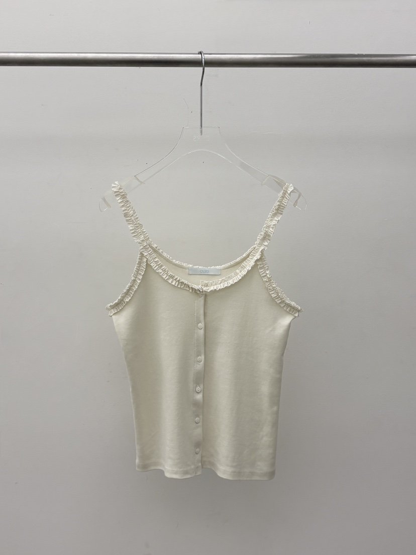 OURS韓國代購女士新款26春夏時尚職業人氣吊帶背心荷葉邊OURS吊帶/背心