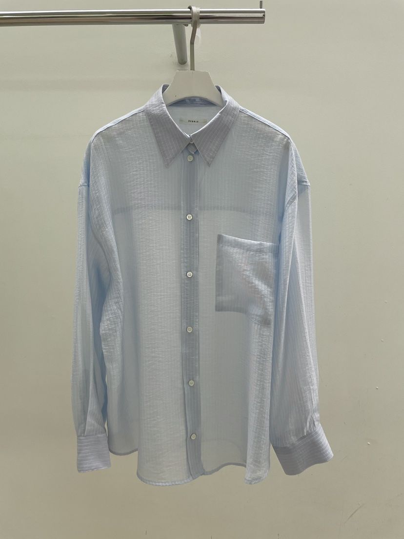 PEBBLE韓國代購女裝新品時尚休閑26春夏職業襯衫蕾絲衫寬松PEBBLE襯衫/蕾絲衫