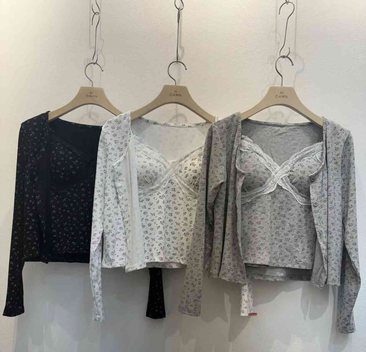 ATTIC韓國東大門代購女士新款時尚26春夏套裝小碎花蕾絲開衫ATTIC套裝