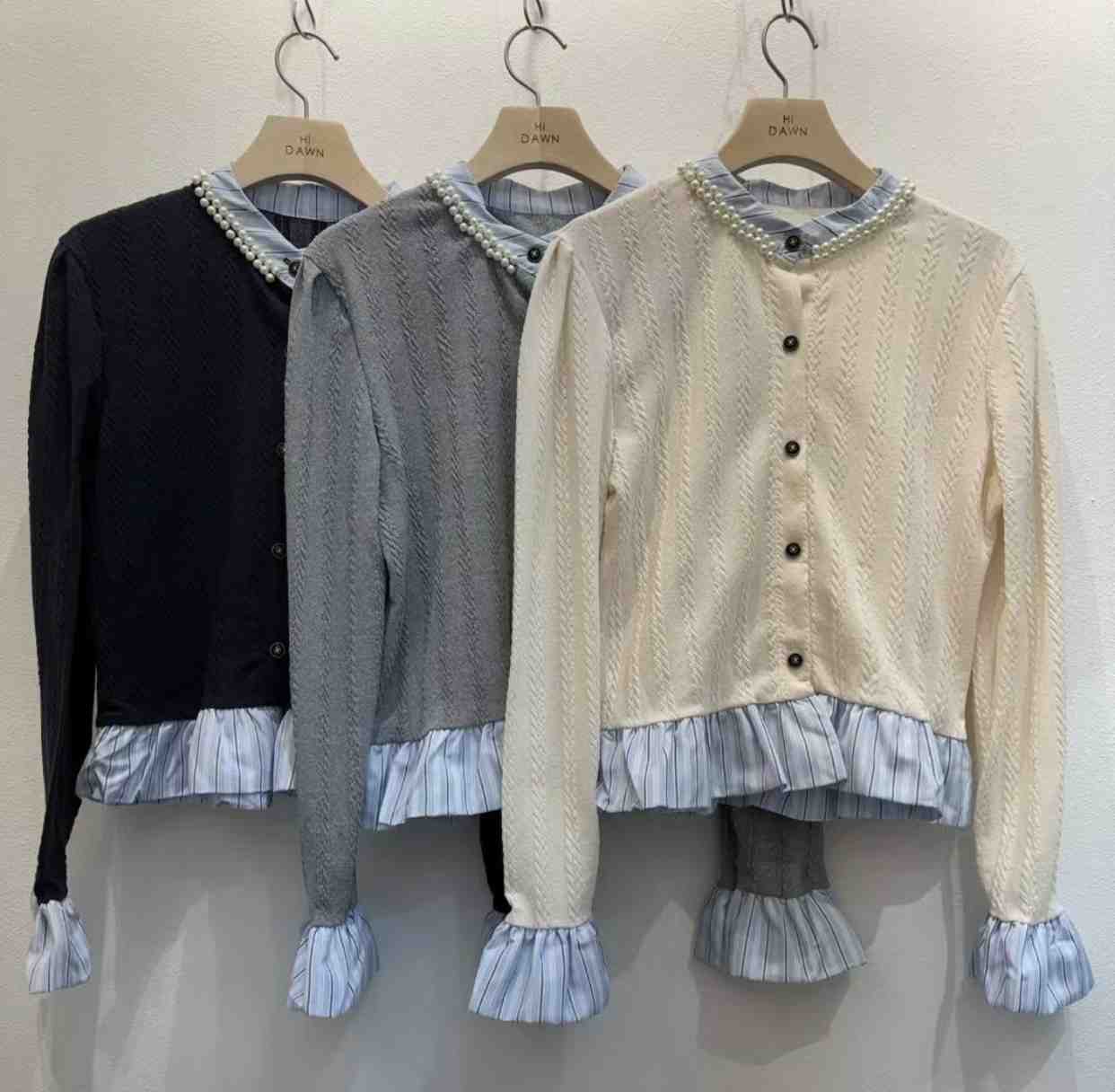 ATTIC韓國直郵女士新款職業人氣熱賣時尚針織衫珍珠領開衫ATTIC針織衫