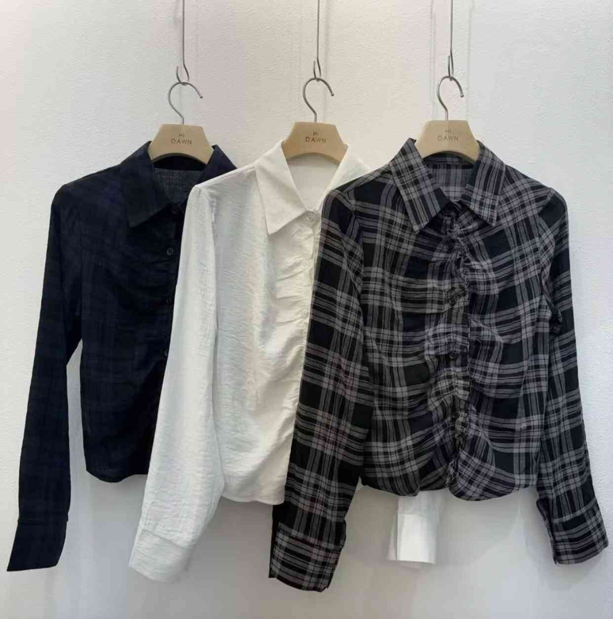 ATTIC韓國東大門代購女士新品職業人氣推薦襯衫蕾絲衫格子ATTIC襯衫/蕾絲衫