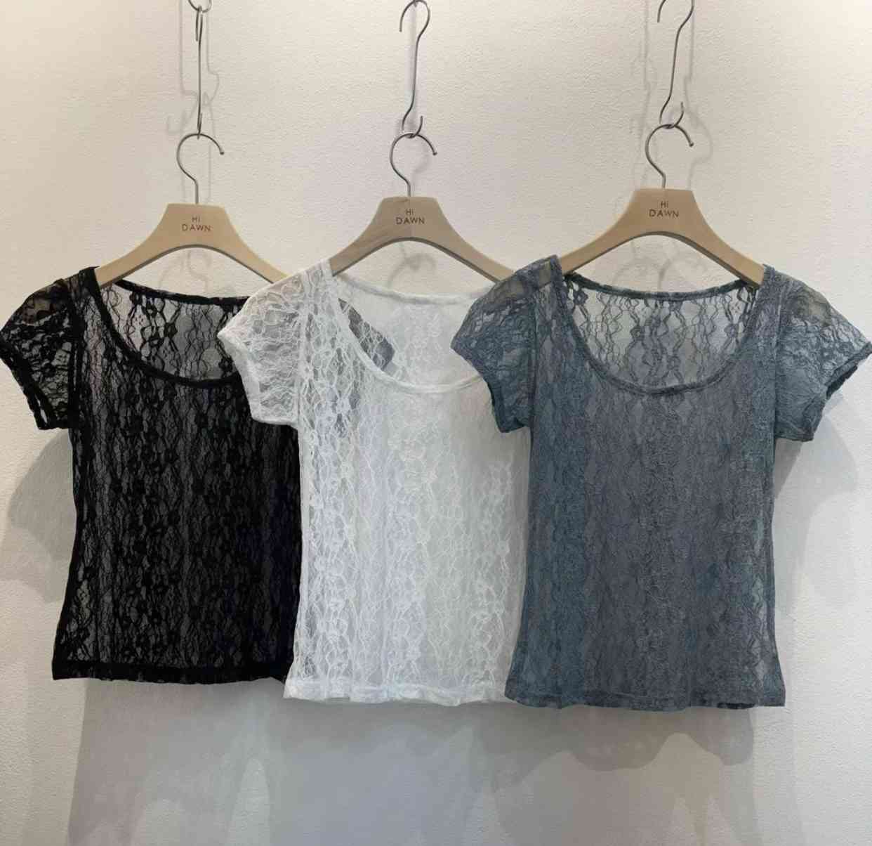 ATTIC韓國代購女士新款熱賣休閑26春夏時尚推薦T恤透視蕾絲ATTICT恤