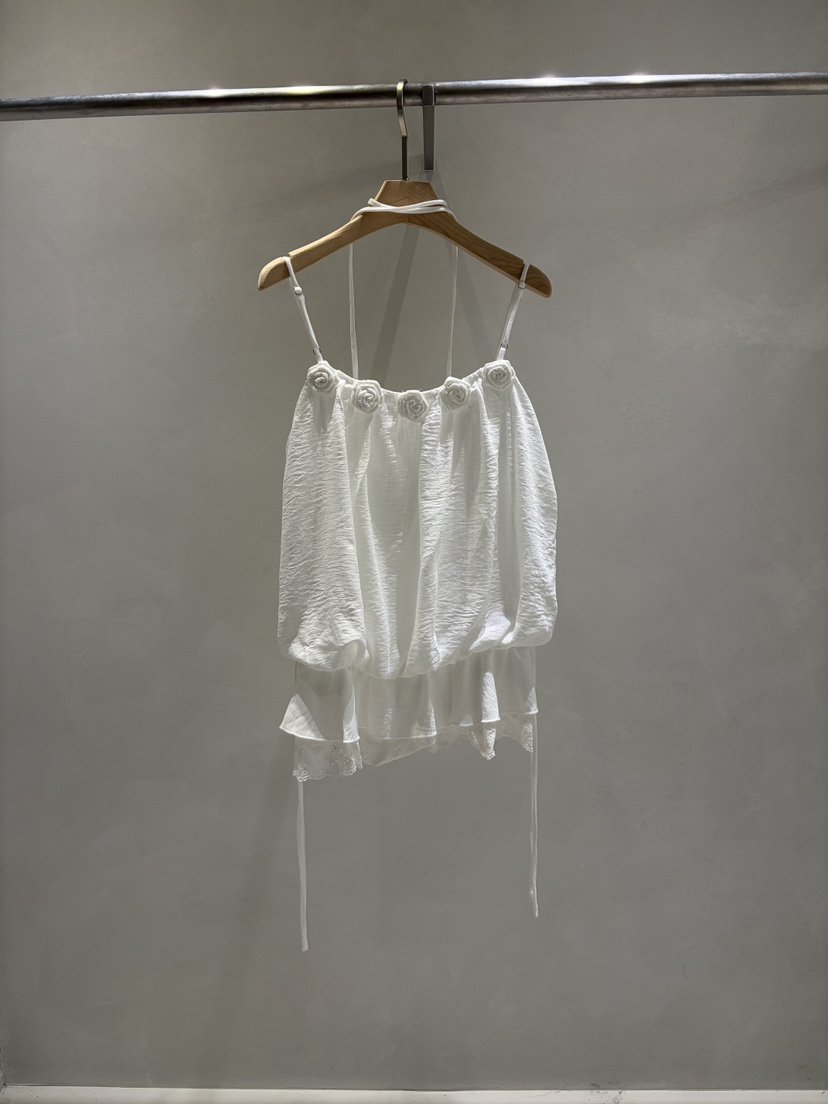 TOO HOT韓國直郵實拍女士新品推薦職業吊帶背心含脖帶花朵TOO HOT吊帶/背心