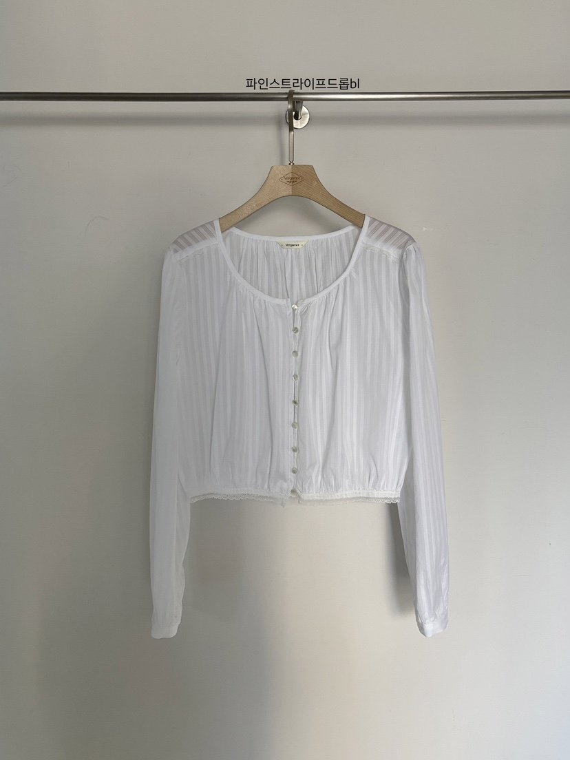 VERGAMOT韓國東大門直郵女士新款26春夏職業襯衫蕾絲衫條紋VERGAMOT襯衫/蕾絲衫