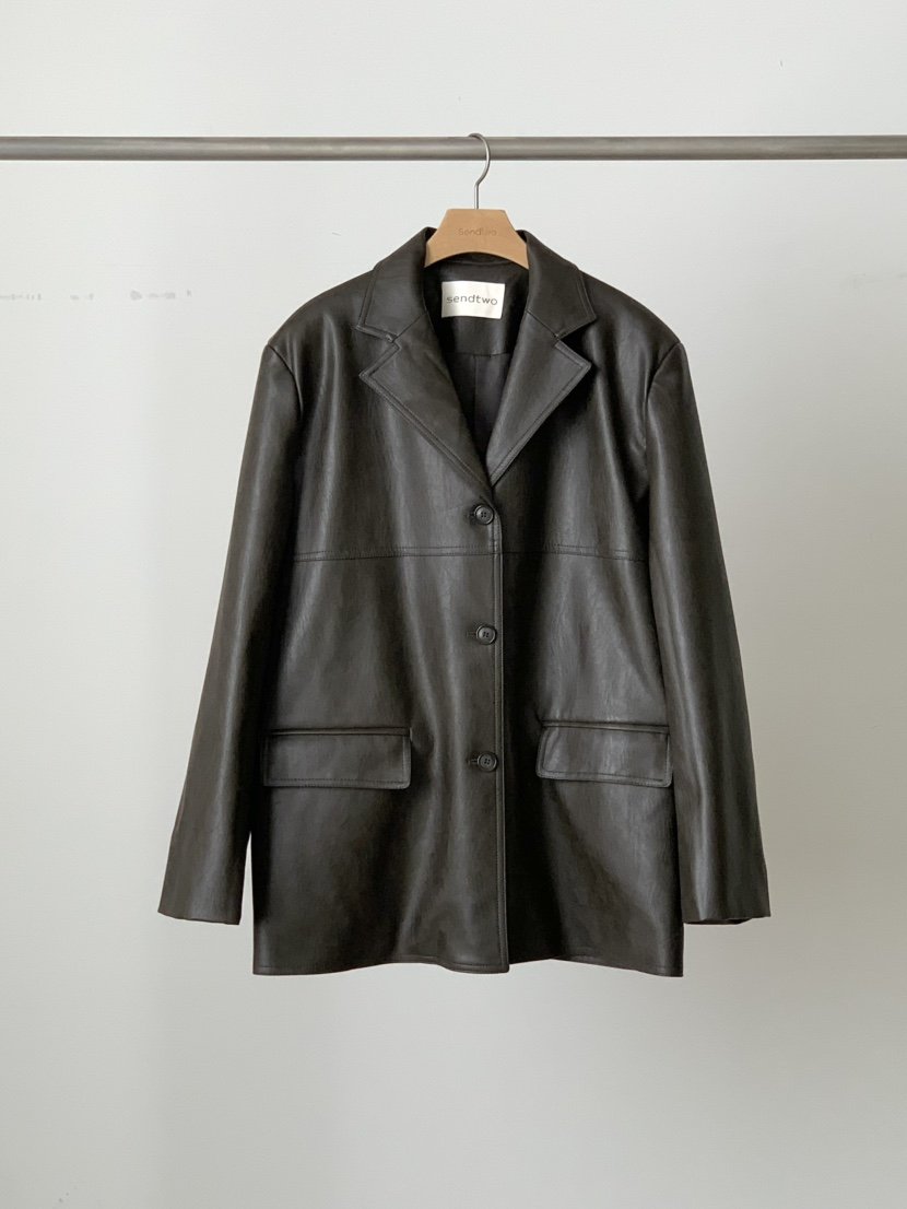 SENDTWO韓國代購女士新品人氣26春夏時尚推薦職業皮衣皮革SENDTWO皮衣