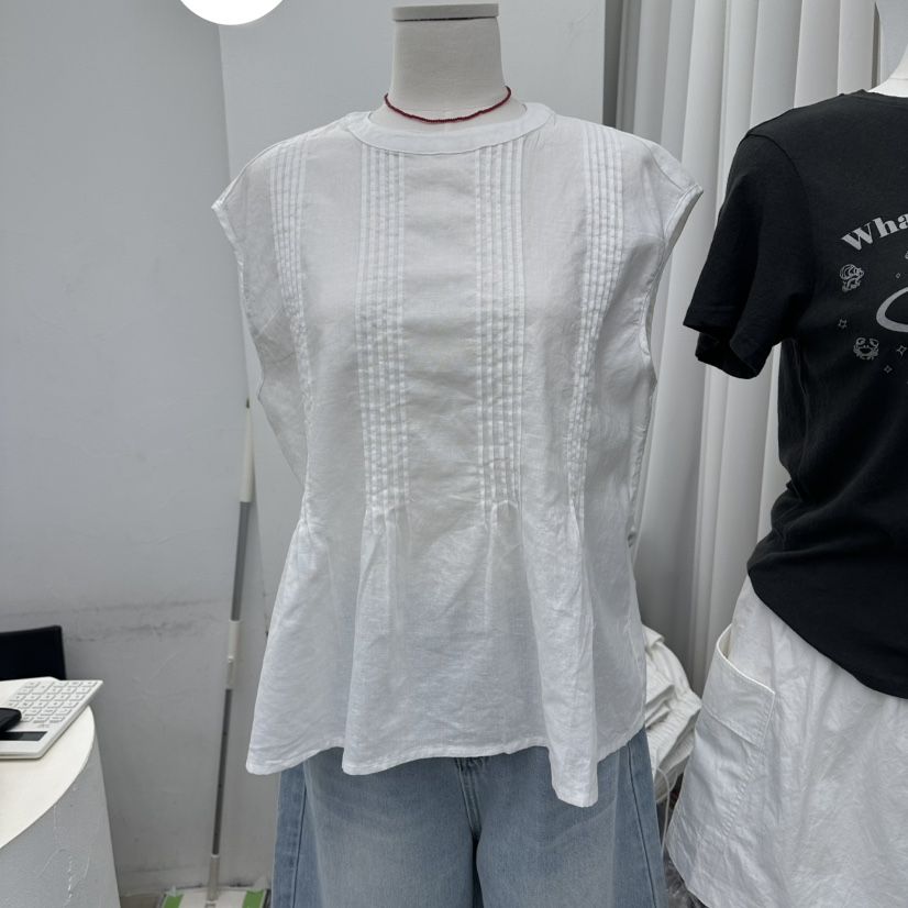 GOLDEN MARKET韓國直郵實拍女士新品推薦襯衫蕾絲衫亞麻布褶裥GOLDEN MARKET襯衫/蕾絲衫