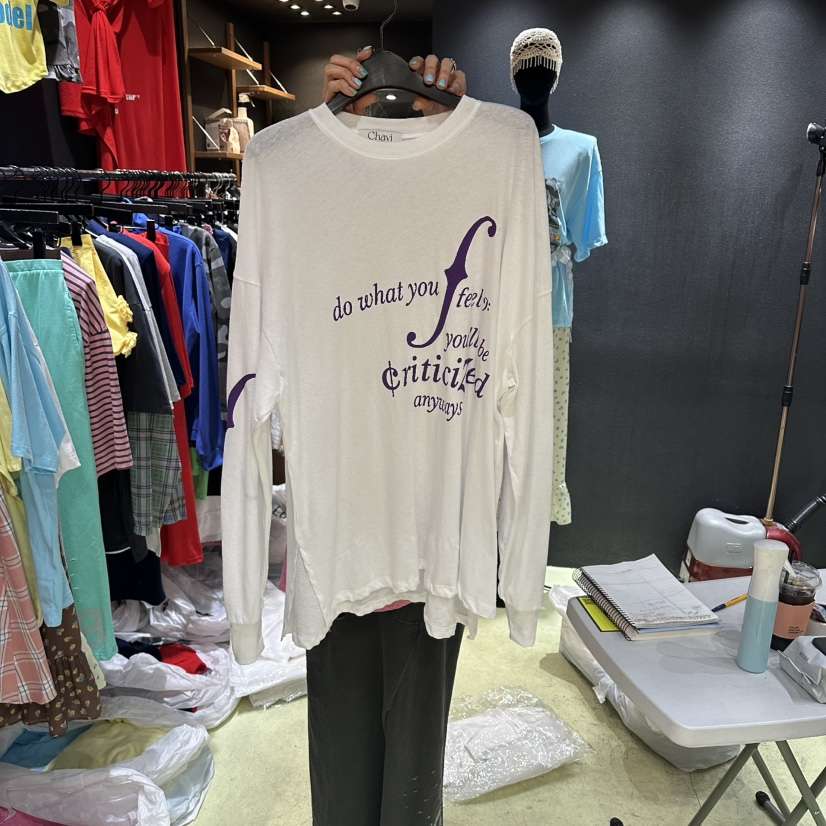 CHAVI韓國東大門直郵女裝新品休閑時尚熱賣長袖T恤不含腰帶CHAVI長袖T恤