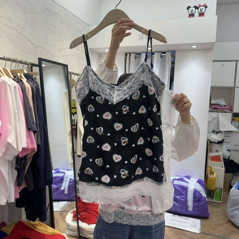 DE LINE韓國直郵實拍女士新品推薦時尚職業吊帶背心緞面DE LINE吊帶/背心