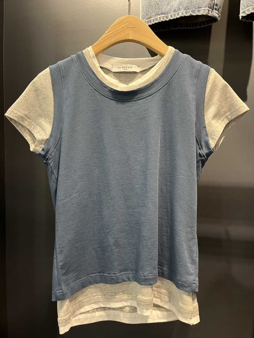 EL BOSQUE韓國東大門直郵女裝新款職業時尚26春夏T恤撞色EL BOSQUET恤