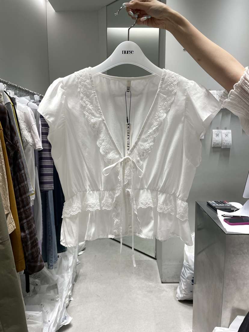 NUESE韓國直郵實拍女士新品時尚熱賣休閑26春夏襯衫蕾絲衫NUESE襯衫/蕾絲衫