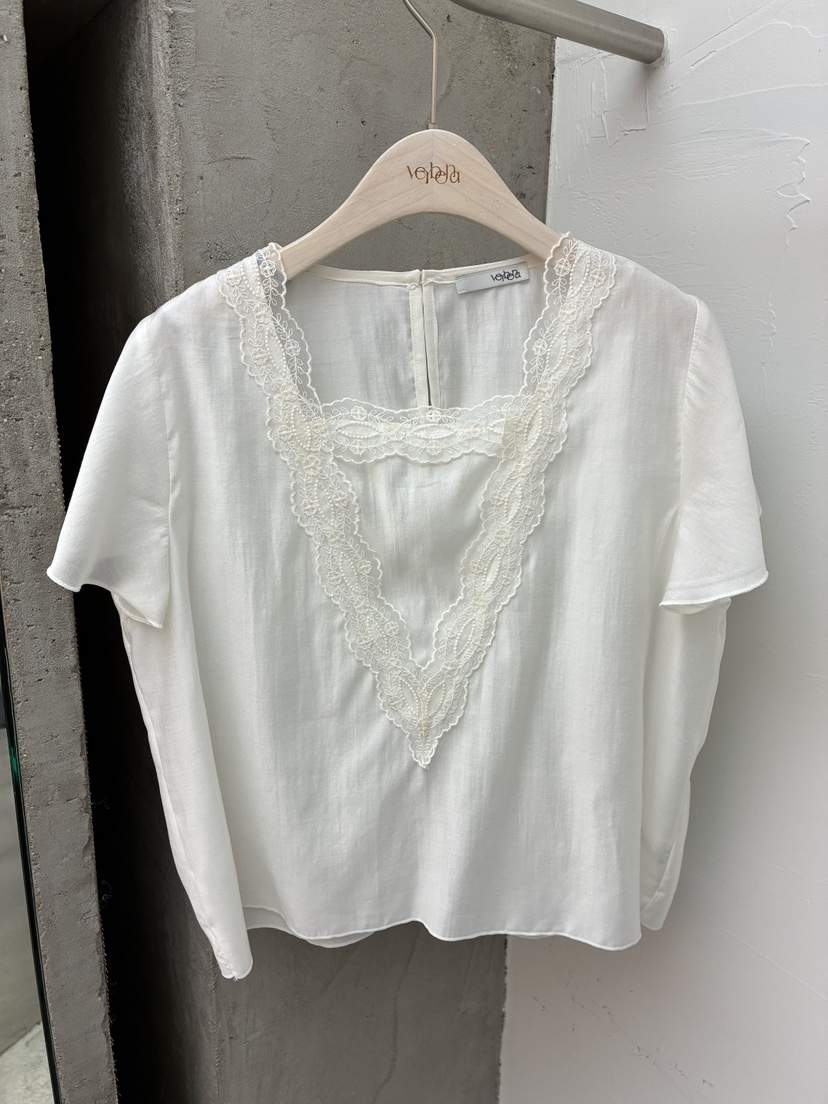 Verbena韓國直郵實拍女裝新品職業推薦時尚襯衫蕾絲衫蕾絲Verbena襯衫/蕾絲衫