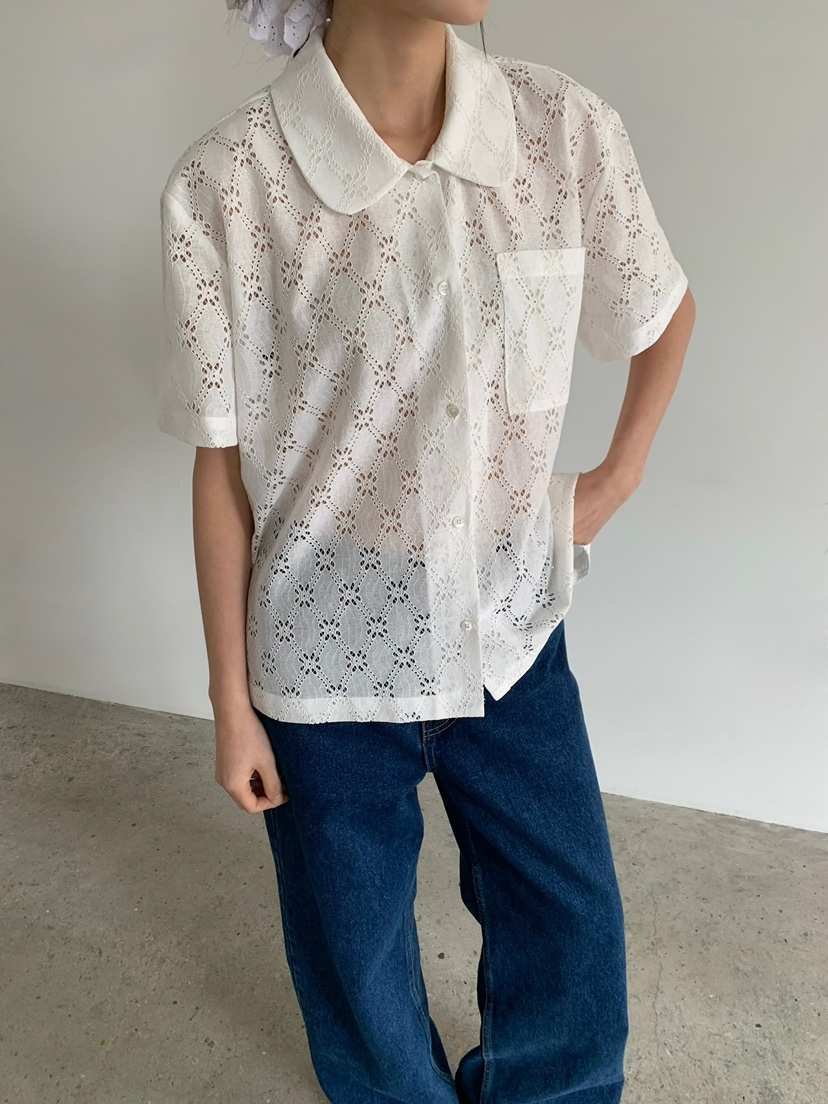 LOVE MY SANTA韓國東大門代購女士新款熱賣26春夏襯衫蕾絲衫Santa/LOVE MY SANTA襯衫/蕾絲衫