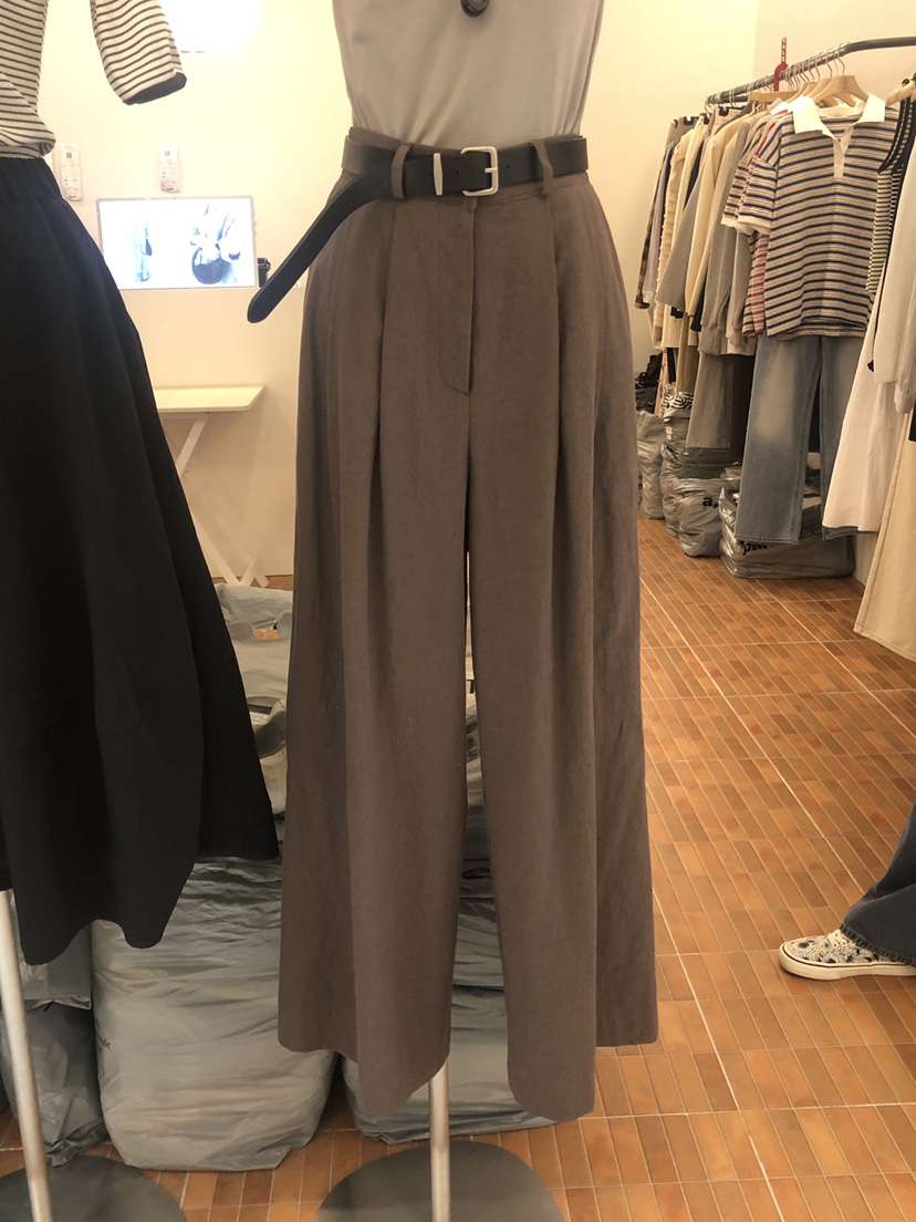 LOGON東大門實拍女士新款26春夏職業真品休閑褲不含腰帶亞麻LOGON休閑褲