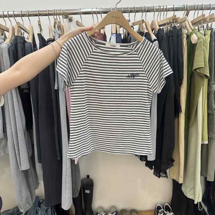 DELIGHT-L韓國代購女士新品時尚真品人氣休閑推薦T恤條紋DELIGHT-LT恤
