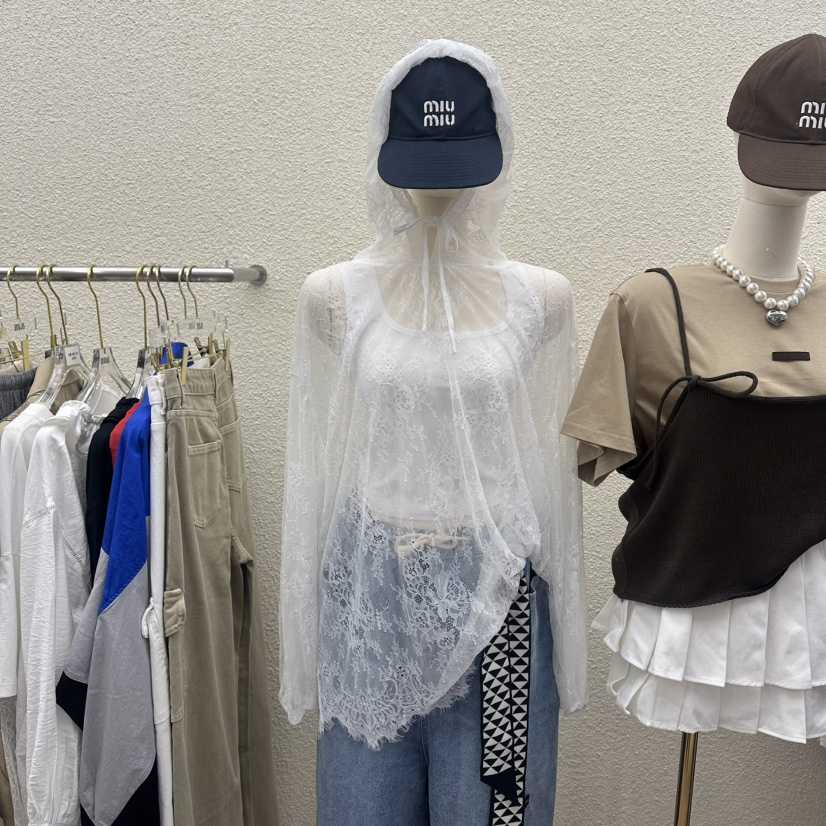 DRAWING東大門直郵女士新款休閑真品職業襯衫蕾絲衫系帶兜帽DRAWING襯衫/蕾絲衫