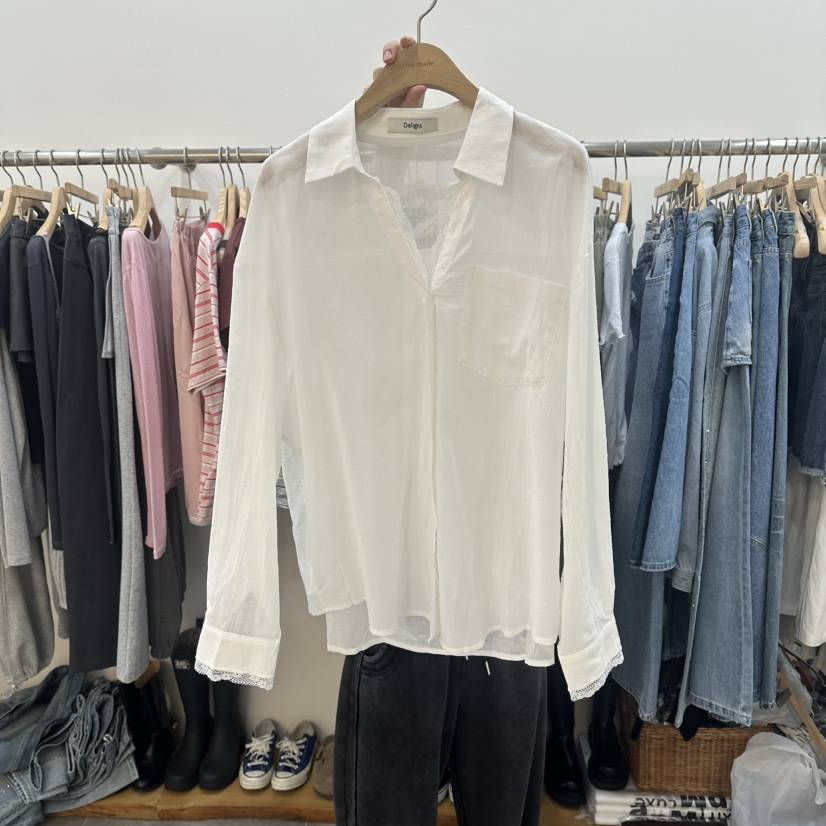 DELIGHT-L韓國代購女裝新品真品26春夏休閑時尚襯衫蕾絲衫DELIGHT-L襯衫/蕾絲衫
