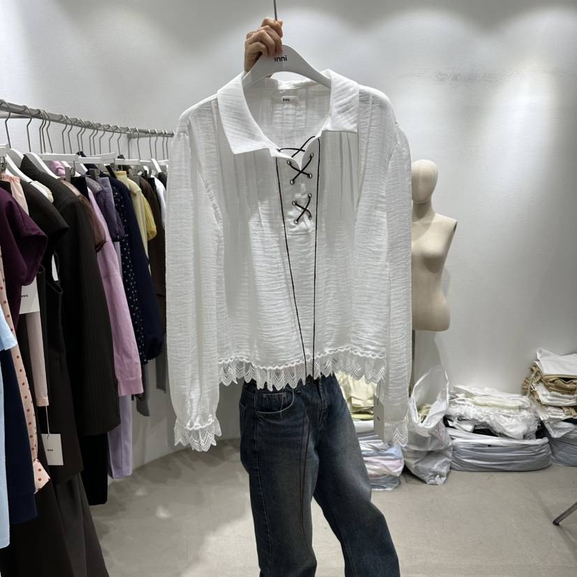 INNI東大門直郵女士新品人氣時尚推薦真品職業襯衫蕾絲衫inni襯衫/蕾絲衫