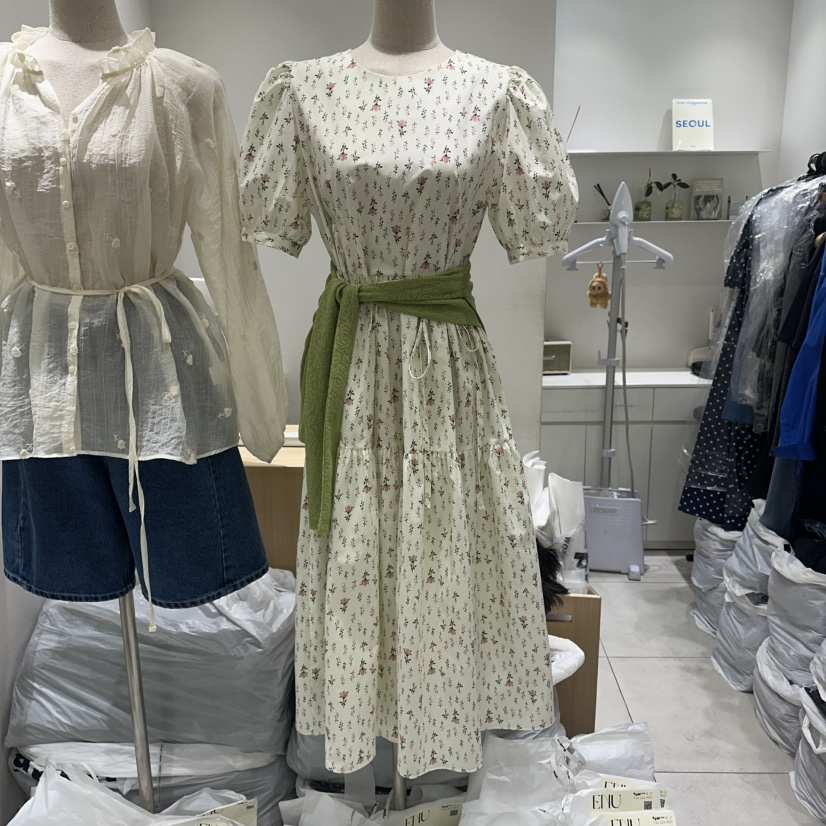 EN.U韓國代購女裝新品休閑26春夏熱賣時尚人氣連衣裙花朵EN.U連衣裙