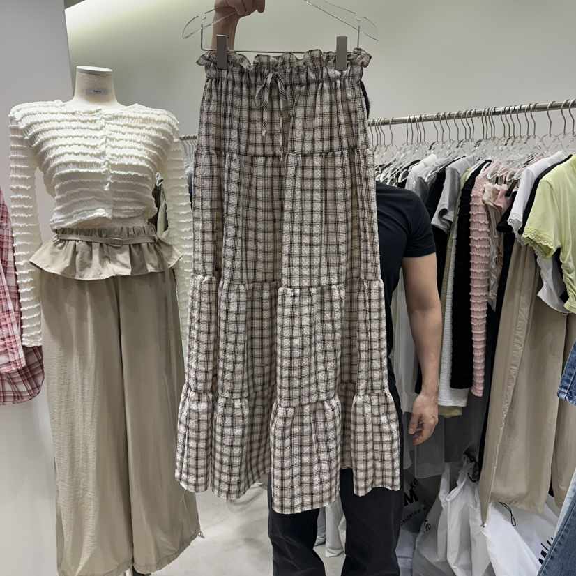 BAIE.38韓國東大門代購女裝新品推薦人氣職業休閑長裙格子BAIE.38長裙