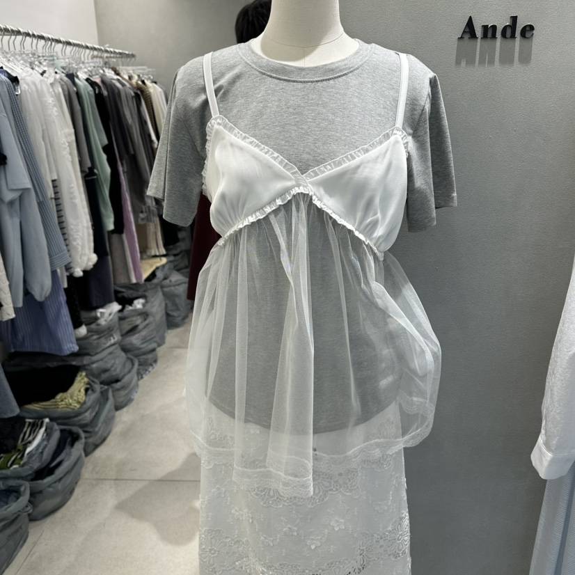 ANDE韓國直郵女士新款職業休閑時尚26春夏人氣熱賣T恤假兩件AndeT恤