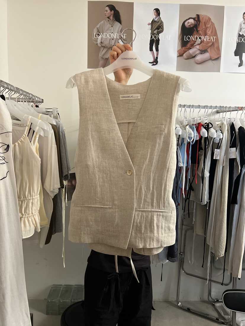 LONDON FLAT韓國東大門直郵女裝新品推薦職業人氣馬甲亞麻LONDON FLAT馬甲